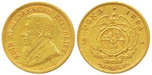 South Africa, Gold Kruger ½ Pond, 4g, 1894, rev. Single shaft wagon, (KM 9.2). Very Fine, 
