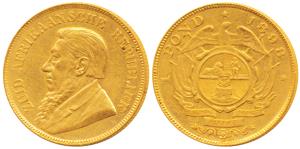 South Africa, Gold Kruger 1 Pond, 8.01g, 1898, rev. Single shaft wagon, (KM 10.2). Very Fi