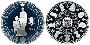 Spain, Juan Carlos I, Silver 10,000 Pesetas, 168.75g, obv. the king Juan Carlos standing w