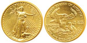 United States of America, Gold $10, 8.275g, standing Liberty with date 1990 on obv., rev. 