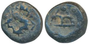Post-Mauryan, Andhra Region, Cast Copper Unit, 6.50g, obv. hollow cross surrounded by symb