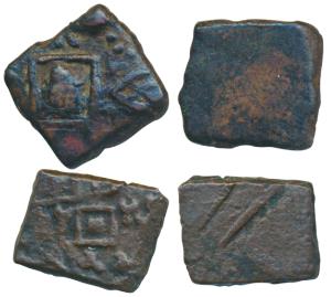 Pandya, Sangam Age (c. 300 BC-300 AD), Copper (2), 1.82g & 1.74g, obv. tortoise within a b