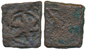 Pandya, Sangam Age, Copper 4.14g, obv. flower design within a circle, rev. obliterated. Fi