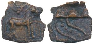 Malayaman, Sangam Age, Copper, 2.70g, obv. a horse standing right, a n nandipada above, re