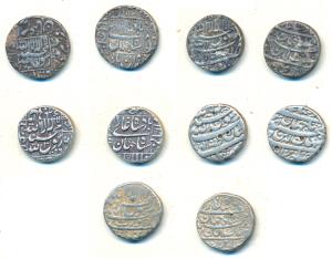 Shah Jahan, Silver Rupee (5), Ahmedabad Mint, AH 1043, legend within square area on both s