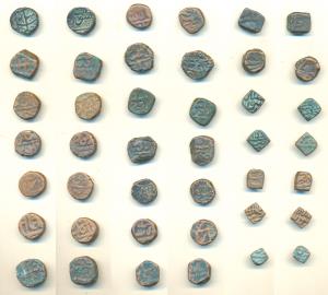 Assorted lot, Copper (21), Aurangzeb, Copper Paisa, Surat Mint (5); Narnol Mint (1); Jahan