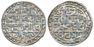 Lakshmi Narayan, Silver Tanka, 9.85g, SE 1509, CB 98, Bengali script in four lines (KM 45)
