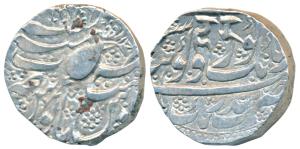 Kashmir Mint, Silver Rupee, 11.01g, VS 1878 Rupee, Gobindshahi couplet, Governor Hari Sing