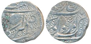 Kashmir Mint, Silver Rupee, 11.02g, obv. flag in place of sprig (Herrli 06.15.04). Very Fi