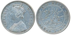 Mangal Singh, Silver Rupee, 11.61g, Calcutta Mint, with the name of Victoria, 1882 (KM 46)
