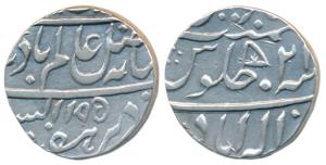 Allahabad Mint, Silver Rupee, 11.20g, in the name of Shah Alam II, AH 1195/21, flag or Pat