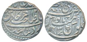 Qita Bareli Mint, Silver Rupee, 11.12g, in the name of Shah Alam II, AH 1214/37, an invert