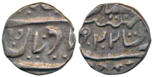 Ranjit Singh, Silver ¼ Rupee, 2.61g, in the name of Muhammad Shah, frozen RY 22, bird and 