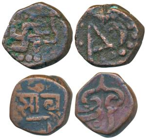 Gopal Singh, Copper Paisa, 9.79g, obv. nagari legend ’Jabuva’, rev. Persian legend ’Jabua’