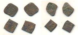 Wakhat Singhji, Copper Paisa (4), lion, flower and open hand symbol with ‘Lunavada’ writte