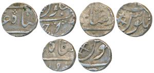 Broach Mint, Silver ½ Rupee (3), Surat Mint, in the name of Shah Alam II, cross in the see