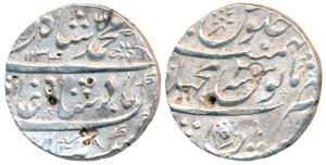 Muhammad Shah, Silver Rupee, 11.49g, Machhlipatan Mint, AH 1134/3, complete mint name spli
