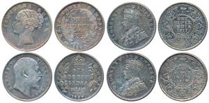 Silver Rupee (4), Victoria Queen, 1840, continuous legend; Edward VII, 1907; George V, 191