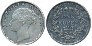 Victoria Queen, Silver Rupee, 1840, Madras Mint, continuous legend, English Head with Modi