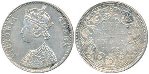 Victoria Queen, Silver Rupee, 1862, Bombay Mint, A / II / 0 / 10, (Prid 93). Extremely Fin