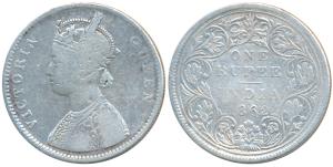 Victoria Queen, Silver Rupee, 1862, Bombay Mint, A / II / 2 / 0, (Prid 70). Fine, Rare.