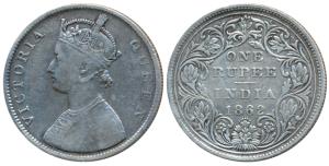 Victoria Queen, Silver Rupee, 1862, Bombay Mint, B / II / 0 / 6, Unlisted in Pridmore. Fin