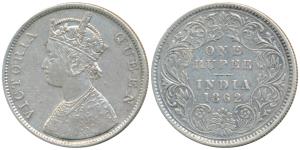 Victoria Queen, Silver Rupee, 1862, Calcutta Mint, B / III, (Prid 60). Very Fine, Rare.
