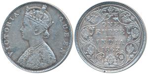 Victoria Queen, Silver Rupee, 1862, Bombay Mint, D / II, obv. of this coin is from Wyon’s 