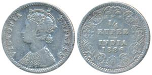 Victoria Empress, Silver ¼ Rupee, 1886, Bombay Mint, C / II / No mint mark, Unlisted in Pr