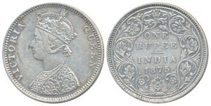 Victoria Queen, Silver Rupee, 1875, Bombay Mint, C1 / II / dot, (Prid 144). Very Fine+.