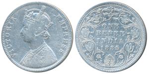 Victoria Empress, Silver Rupee, 1885, Bombay Mint, A3 / IV / B raised, Unlisted in Pridmor