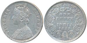 Victoria Empress, Silver Rupee, 1888, Bombay Mint, C2 / I / B incuse, inverted ‘B’, Rev I 