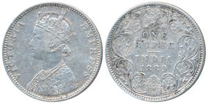 Victoria Empress, Silver Rupee, 1889, Bombay Mint, C2 / I / B raised, (Prid 176). Very Fin