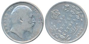 Edward VII, Silver Rupee, 1903, Calcutta Mint, Error, die rotate to 11 o’clock. About Very