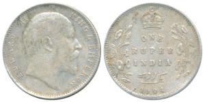 Edward VII, Silver Rupee, 1904, Bombay Mint, Error, partly milled and partly plain edge. V