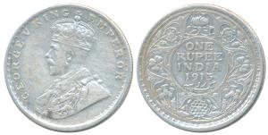 George V, Silver Rupee, 1913, Bombay Mint, Error, partly milled and partly plain edge. Ver