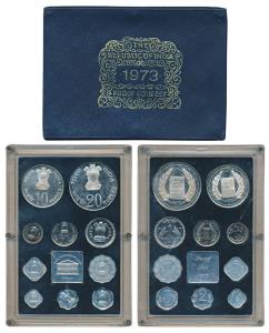 1973 Proof Set, Grow More Food, set of 10, 1 Paisa to Rupees 20. In immaculate condition, 