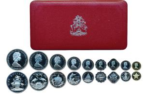 Bahamas, Elizabeth II, 1973 Proof set, Silver (4) 1, 2 and 5 Dollars and 50 cents; Cupro-N