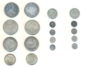 Assorted lot, Silver (9), Maria Theresa, Taller, 1780; France, 2 Francs 1872; South Africa