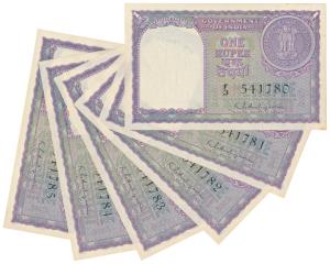 Rupee 1, 1951, signed K. G. Ambegaonkar, (J&R 6.1.3.1), in order of consecutive serial num