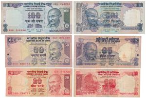 Rupees 20, 50 and 100, signed Y. V. Reddy and Bimal Jalan, Error, print of the front side 