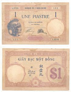 French Indo - China, Banque De L'Indochine, 1 Piastre, 1927. Very Fine.