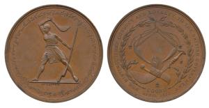 East India Company Medal for the Coorg Rebellion 1837, Bronze, a Coorg holding a musket wi