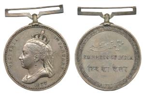 Empress of India Medal, Victoria, Silver, portrait of Queen Victoria wearing a veil and a 