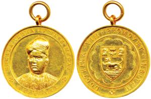 University of Madras, Gold Medal, 19.1g, obv. bust of Varma, with Kerala Verma Jubilee Med