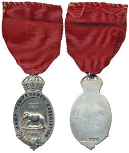 Army Temperance Association, Silver Medal, Elephant in center, with India written below an