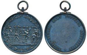 Punjab-Bengal Army Football Association, Copper, 29.53g, rev. a group playing Football in 