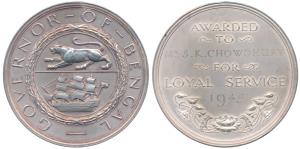 Governor of Bengal Presentation Medal, Silver, 94.5g, obv. a tiger to left and a ship belo