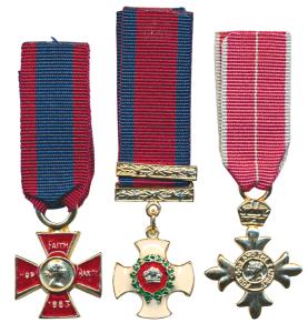 Miniature Medals, Distinguished Service Order, uniface, gilt and enamel, with integral top