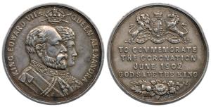 Edward VII Coronation Medal, Silver, 13g, conjoined Bust of Edward VII and Queen Alexandra